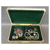 Vintage Celluloid Jewelry Box W Costume Jewelry