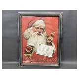 Vtg Lucky Strike Santa Claus Framed Advertisement