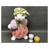 Ceramic Easter Bunny Figure & Egg Cups