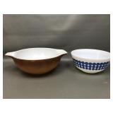 Vintage Pyrex Old Orchard & Blue Dots Mixing Bowls