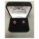 Sterling Silver & Ruby Stud Earrings