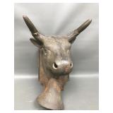 Vtg Cast Iron Bull Head Sculpture