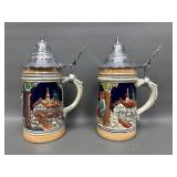 Small German Beer Stein, Ceramic Set Of 2