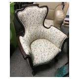 Victorian Style Wingback Accent Chair & Footstool