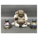 Chinese Happy Buddha Mudman Figure & Cloisonne