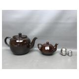 Vtg English Brown Ceramic Teapot Set