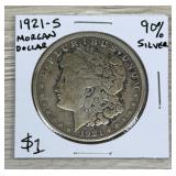 1921-s Morgan Silver Dollar 90% Silver $1 Coin