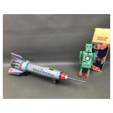 Reproduction Tin Lithograph Toy Rocket & Robot