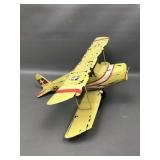 Vtg Rustic-style Wooden And Metal Biplane Model