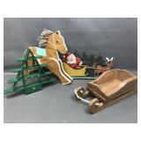 Vintage Wooden Rocking Horse & Handmade Decor