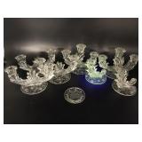 Vtg Maganese Glowing Glass Candle Sticks