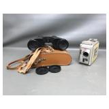 Vtg Kodak Brownie Movie Camera & Ward Binoculars