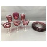Cranberry Christmas Glass Set