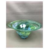 Signed Ocean Bowl Glass Swirl Artisan Piece