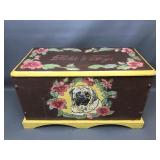 Handpainted, Wood Carved Dog's Toy Chest