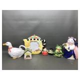 Otagiri Duck Ceramic Teapot, Pencil Holder, Salt &