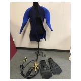 Neoprene Diving Suit, Oceanic Pressure Gauge &