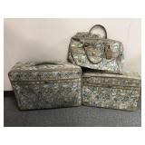 Vtg Jordache Floral Tapestry Suitcases 3 Pc Set