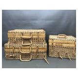 Vtg Woven Rattan Picnic Baskets