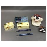 Vtg Casio Calculator, Novelty Pencil Sharper &more