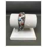 Sterling Silver Navajo Turquoise & Coral Bracelet
