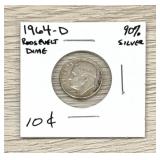1964-D Roosevelt Dime 90% Silver Coin