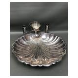 Vtg Sheffiled Silver Plated Clam Shell Shrimp Bowl