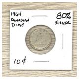 80% Silver 1964 Canadian Dime