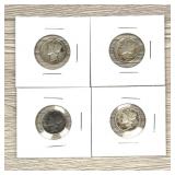 (4) 90% Silver Mercury Dimes