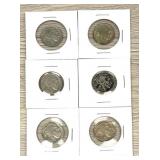 Lot of (6) Buffalo Nickels