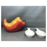 Clay Art Stonelite Hand-painted Chili Cookie Jar&