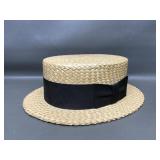Vintage Straw Cavanagh Boater Canotier Hat