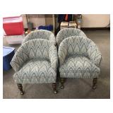 Set Of Four Wavy Blue Accent Rolling Chairs