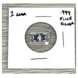 .999 Fine Silver 1 Gram Bar