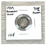 90% Silver 1959 Roosevelt Dime