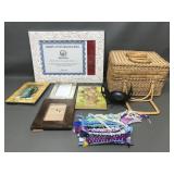 Vtg Rattan Woven Picnic Baset, Frames & More!
