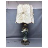 Vtg Capodimonte-style Table Lamp With Cherubs