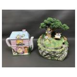 Fitz & Floyd Easter Teapot&bunny Water Sculpture