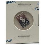1 Gram .999 Fine Silver Bar