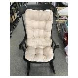Black Wooden Rocking Chair With Tufted Cushions