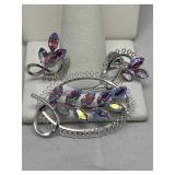 Sterling Silver Pin & Earrings