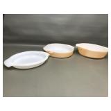 Fire-king Peach Lustre Baking Dishes By