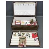 Cushioned Top Wooden Jewelry Box & Holiday Jewelry