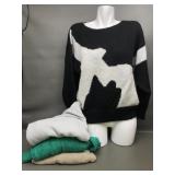 Vtg 80s Sweaters Adell Barre White Swirl Sweater &