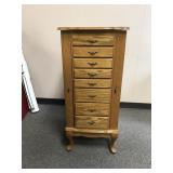 Vtg Oak Jewelry Armoire By Powell