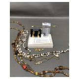 Avante Interchangable Earrings, Boho Glass Necklac