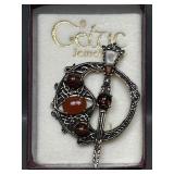Celtic Jewelry, Scottish Agate Glass Brooch