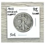 1943 Walking Liberty 90% Silver Coin