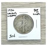 1936 Walking Liberty 90% Silver Coin