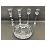 Waterford? Cut Crystal Ashtray & Candle Holders